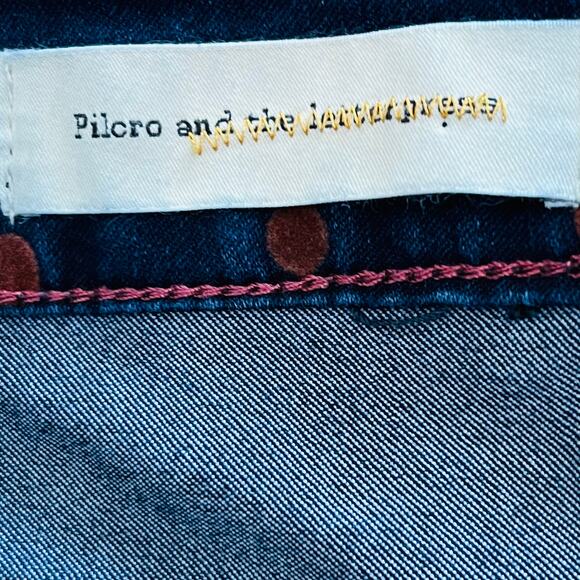 Pilcro Skirt Denim Polka Dot Retro Mod Preppy Blue 29 Indie Sleaze - Picture 9 of 12